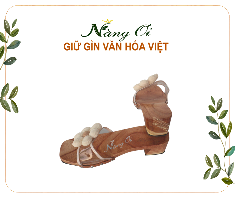 guốc mộc nữ cao 5cm quai trong đính hoa nữ tính